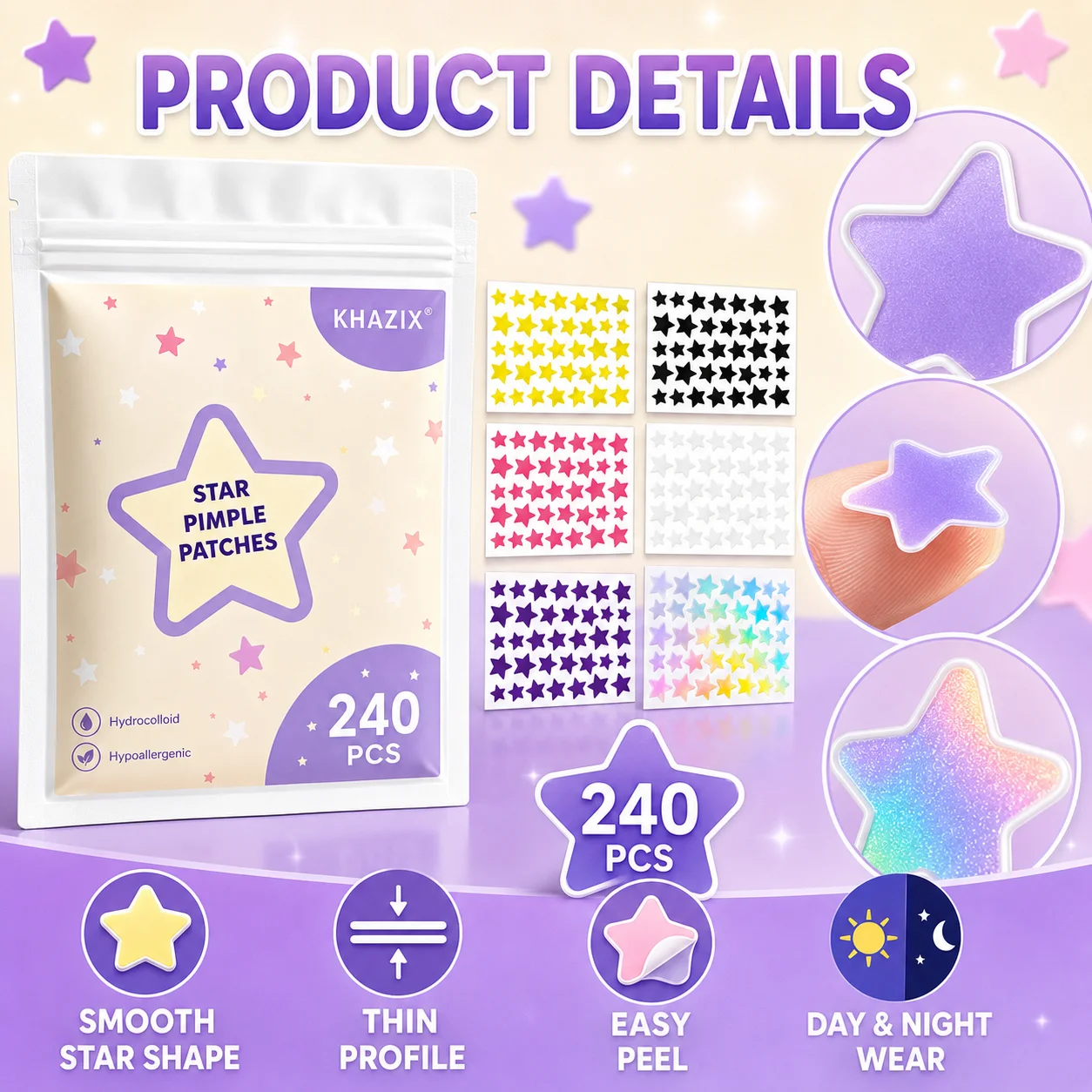 240pcs Star Pimple Patches Unt - Hydrocolloid Acne Patch ulasan dan harga