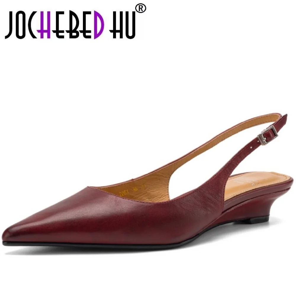 

【JOCHEBED HU】Stunning Head Covered Handmade Genuine Leather Sandals Women's Pointed Toe Elegant Bottom Comfortable Shoes 34-40