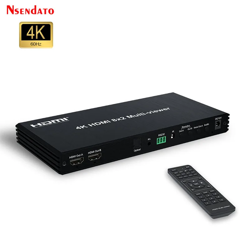 4K 60hz HDMI 8x2 Quad Screen Multi Viewer 8 in 2 out HDMI Multi-viewer Seamless Switch 8CH Multiplexer Multi Screen Viewer