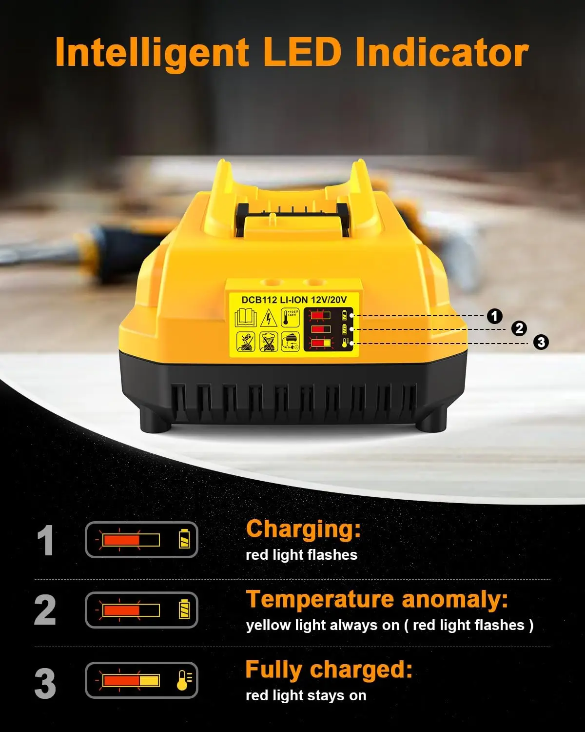 2Pack 6.0Ah Battery Replacement for Dewalt 20V Max Battery with DCB112 Battery Charger Compatible with Dewalt 12V-20V Batteries