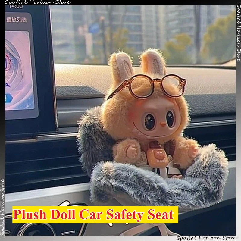 

For Labubu Doll Display Seat support Plush toy mini Car Safety Seat Car air conditioning port Decoration Accessories