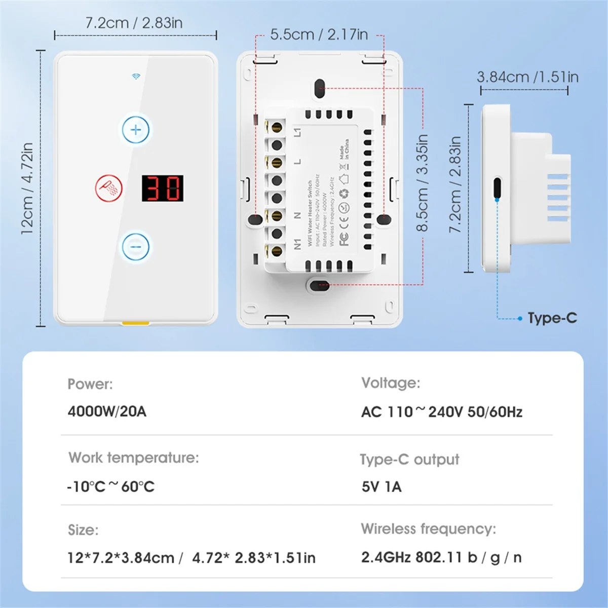 Touch Wall Panel Tuya Smart WiFi Water Heater Switch Touch Wall Panel 20A Timer Control Work Smart Home for Home A