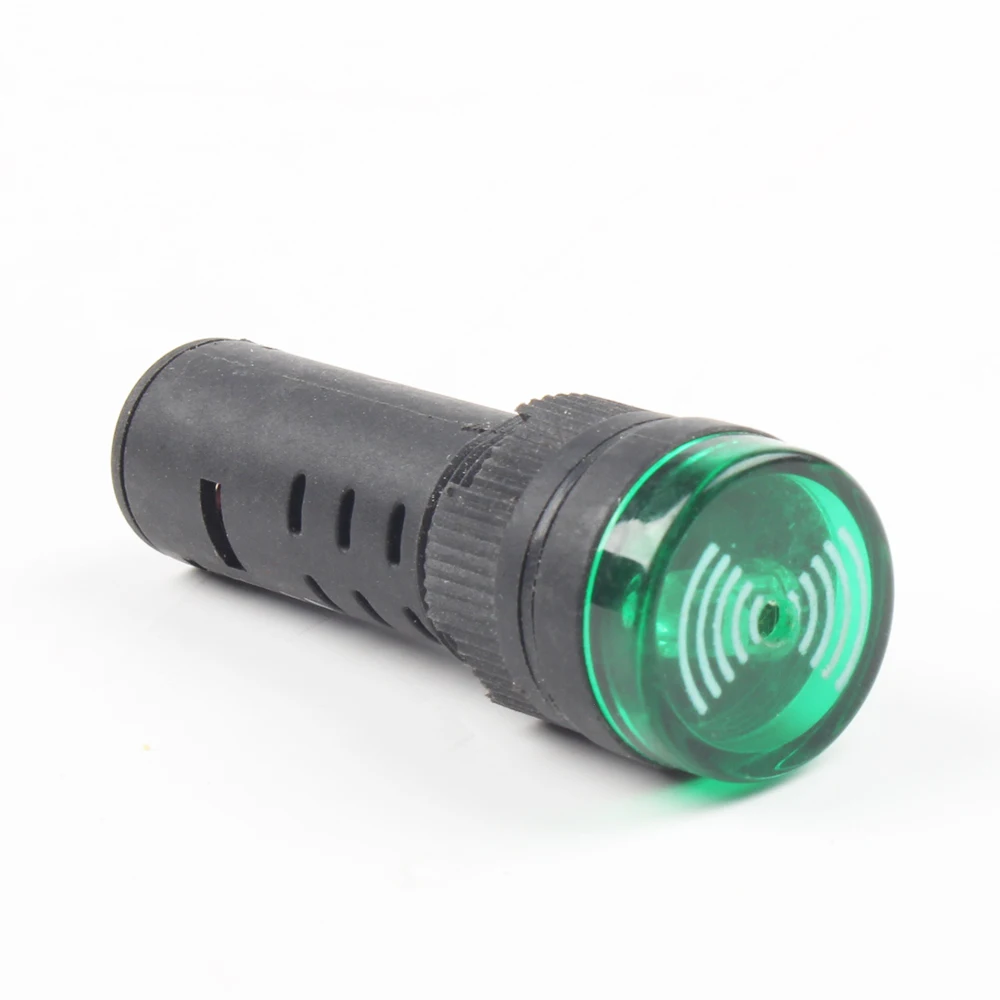 1pc グリーン AD16-16SM 12V 24V 110V 220V 16 ミリメートルフラッシュ信号光赤色 LED アクティブプラスチックブザービープアラームインジケータ