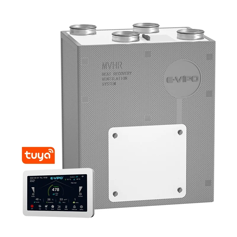 2026 Mechanical MVHR Air Recuperator Hrv Heat Recovery Bypass EC Motor Fresh HVAC Air Ventilation System Heat Recovery