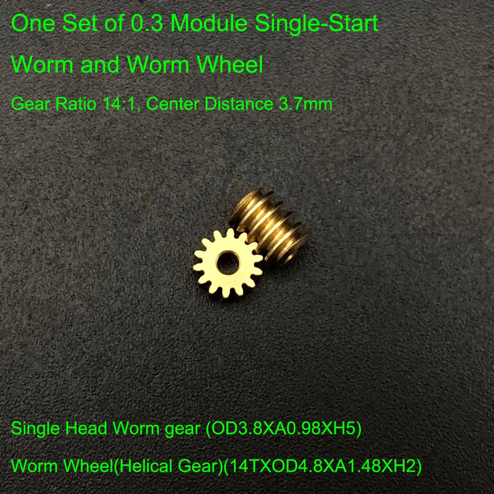 5 Buah Roda Gigi Cacing Kuningan Modulus 0.3 Kepala Tunggal 3.8x5mm Lubang 0.98mm 14T Rasio Pengurangan 14:1 4.8x2mm Diameter Lubang 1.48mm 1.5A
