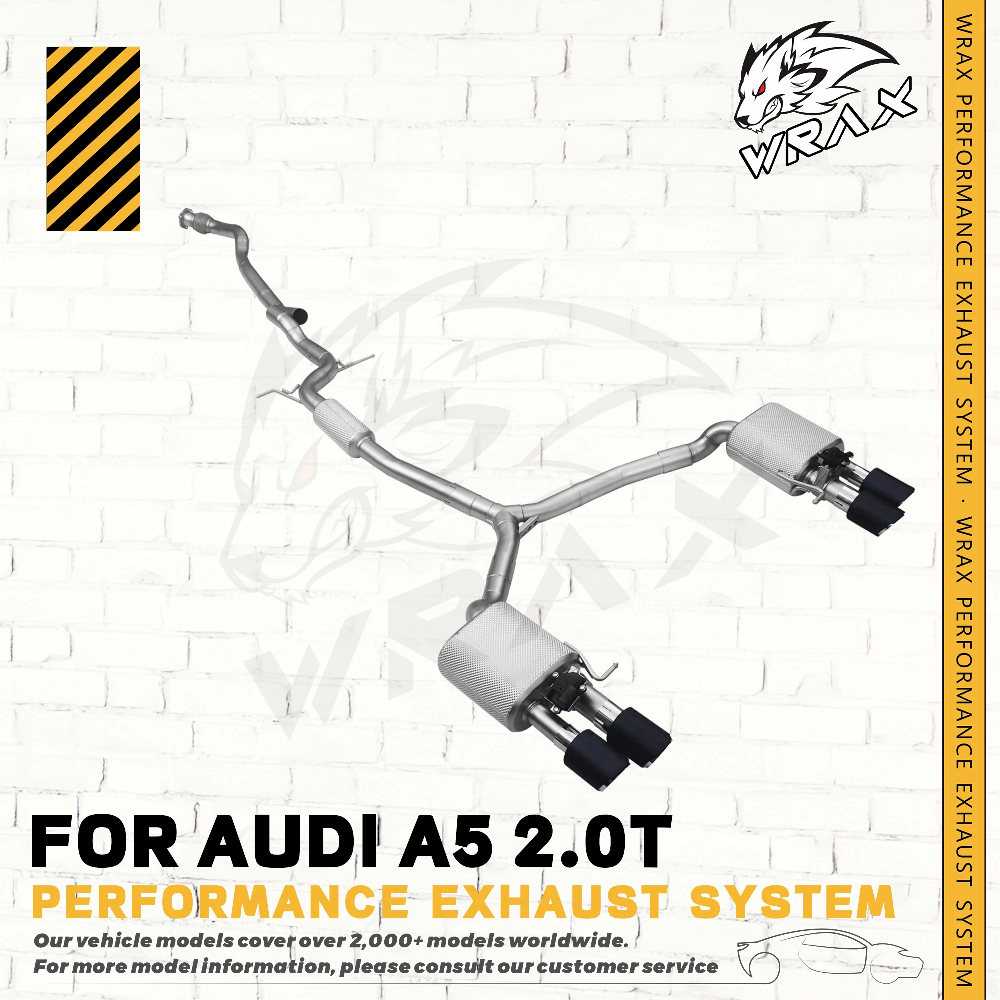 

WRAX SS304 (for AUDI A5 2.0T with Valve Control Exhaust System) Auto Accessories Direct Fit Replacement Catback Exhaust Pipe