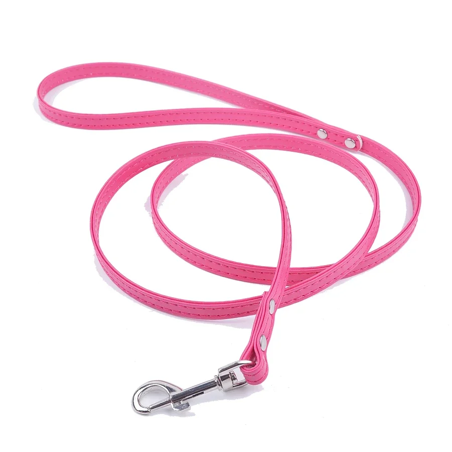 12Colors Pet Lead Leash For Dogs Cats Red Green Rose Pu Leather Walking Dog Leashes Size XS S M Dog Harness Supplies Dog light