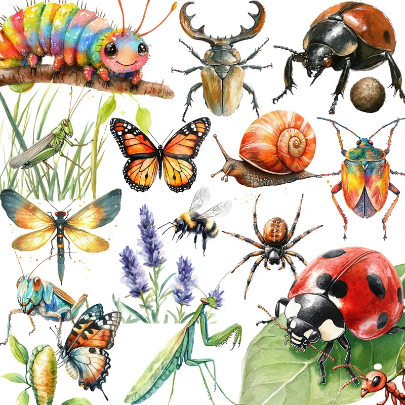 Pegatinas de insectos, manualidades y pegatinas para álbum de recortes, juguetes para niños, libro, pegatina decorativa, papelería DIY