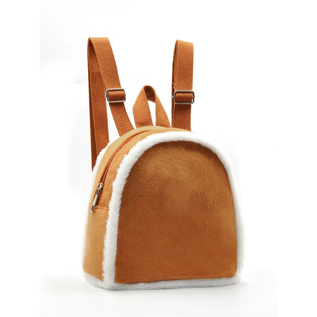 Children Plush Backpack Cute Fuzzy Trim Winter Soft Warm Toddler School Bag for Boys and Girls