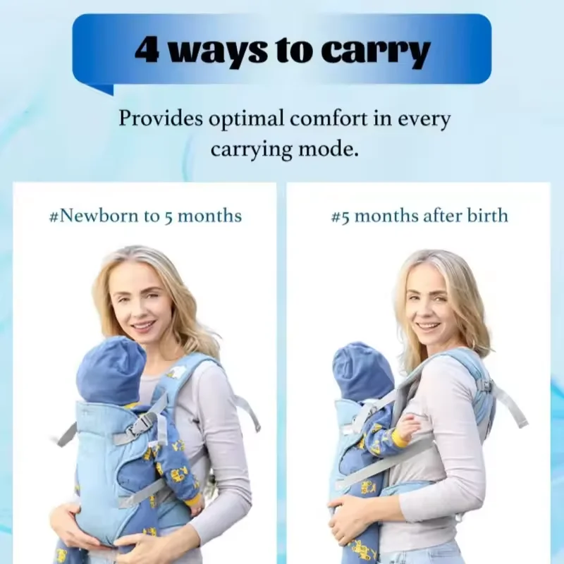 Marsupio 4 in 1 Cinghia per marsupio Neonato a bambino ergonomico convertibile Face-In Face-Out Front Back Carry per neonati più anziani