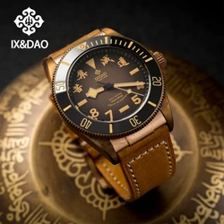 IPOSE IX&DAO 2024 New Bronze Vintage Men Automatic Mechanical Watch JD-X02T PT5000 Waterproof Leather Luminous 39mm reloj hombre