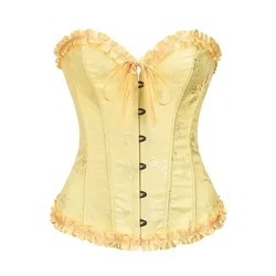 Green Corsets and Bustiers for Women Sexy Corselet Top Overbust Brocade Corselet Gothic Vintage Renaissance Bodice Body Shaper