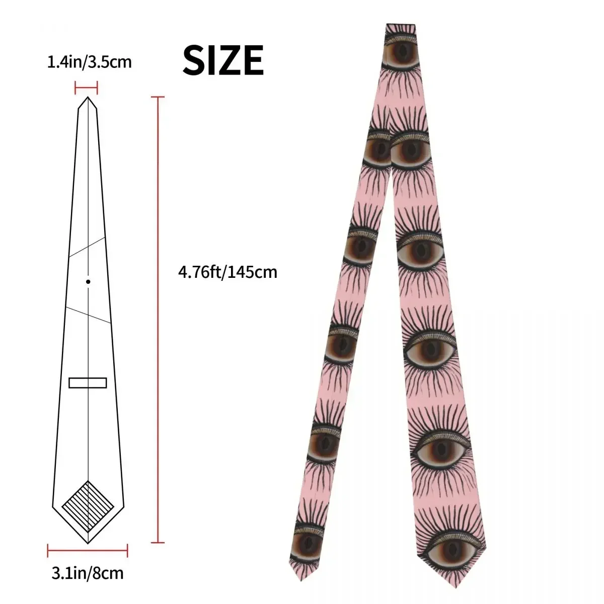 Novidade Evil Eye Illuminati Tie, Impressão 3D, Pescoço Clássico, Unisex Cosplay Collar, Gravata Acessórios para Adulto