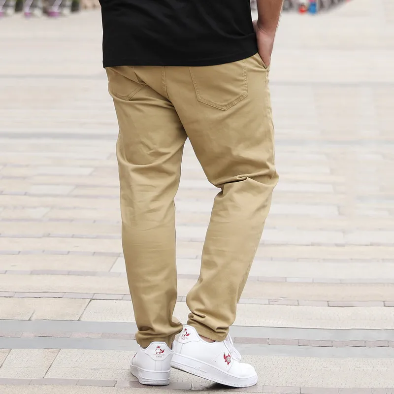 Large Size 48 50 Mens Straight Cut Cotton Slack Casual Trousers Khaki Black Long Pants