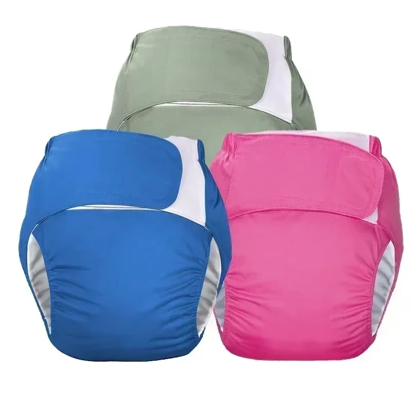 Pañales de tela lavables de tamaño adulto ajustables para ancianos reutilizables, ropa interior para incontinencia, tela impermeable transpirable no congestionada