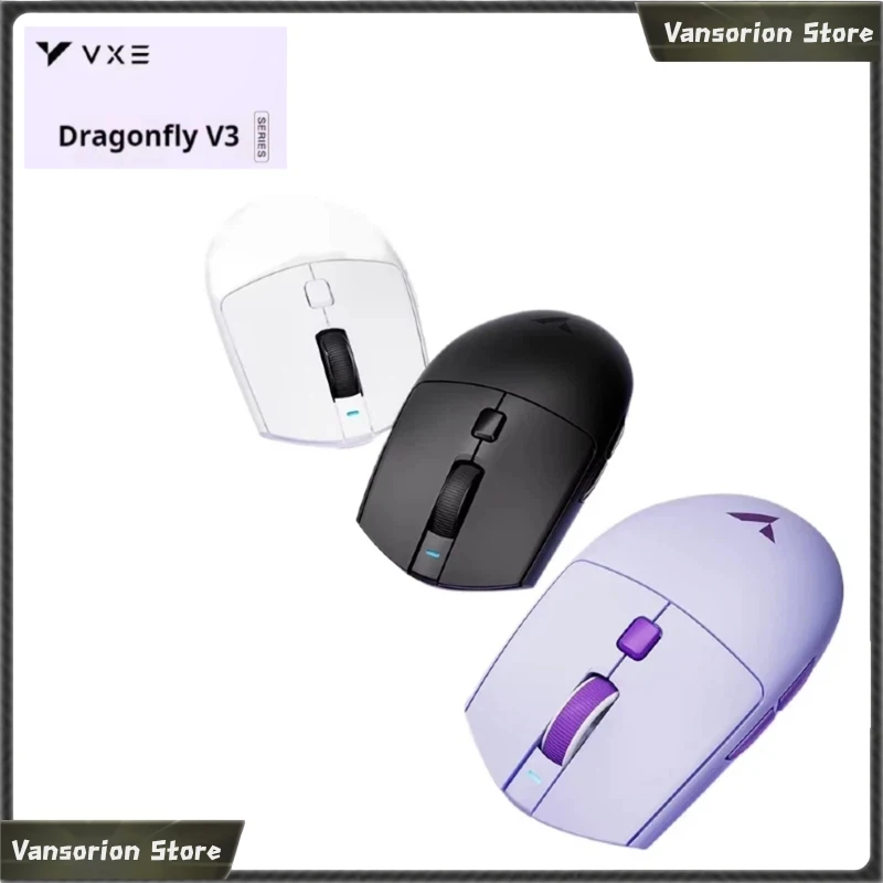 VXE Dragonfly V3 Quad‑Mode Wireless Gaming Mouse Lightweight Ergonomic Long Battery Mice For Small & Medium Hands Game Office