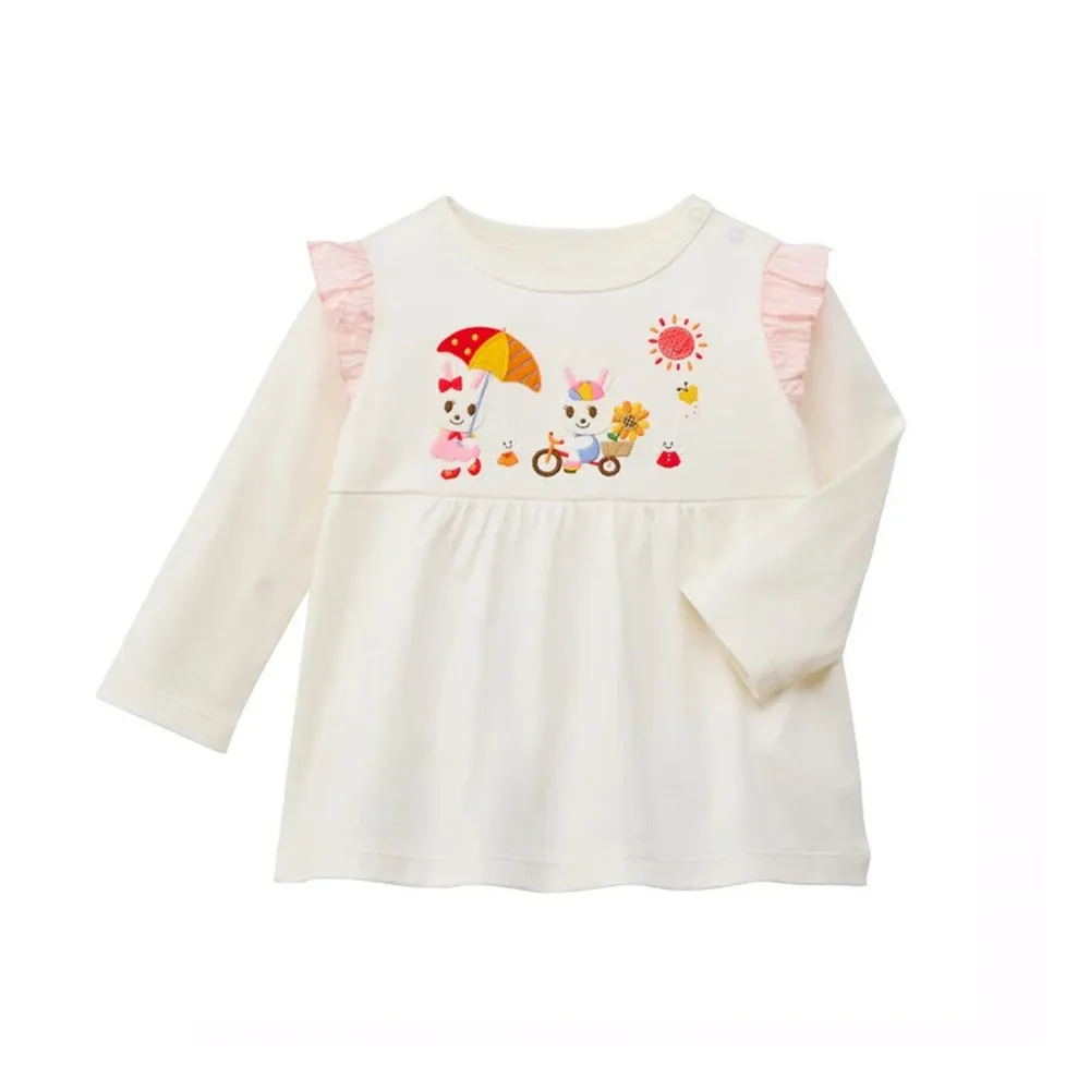 

2026 Spring baby girls clothes toddler tops Girls' Top cartoon bunny pattern Sweet and cute long sleeved T-shirt
