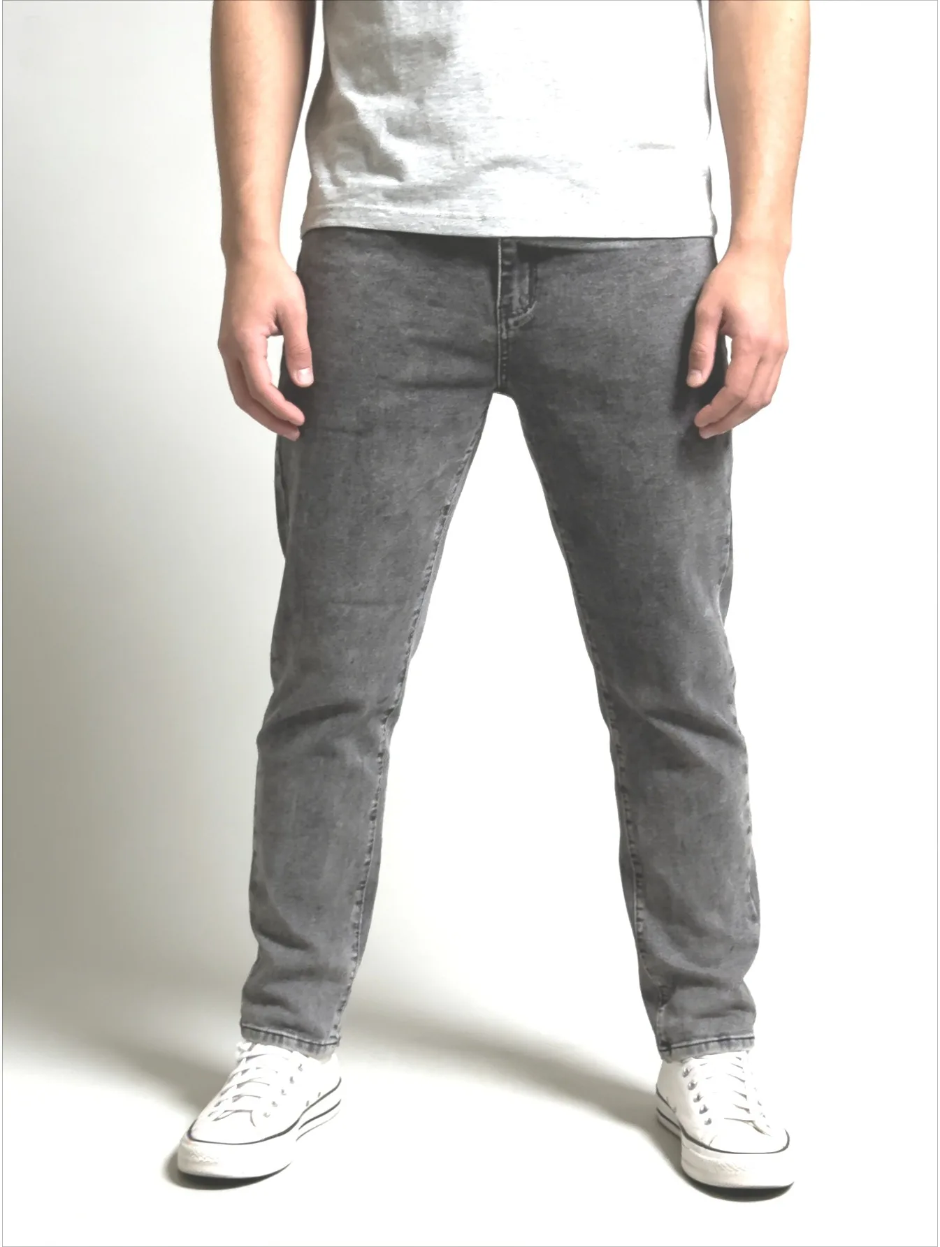 

Men Slim Fit Skinny Jeans Pure Color Stylish and Versatile Casual Pants