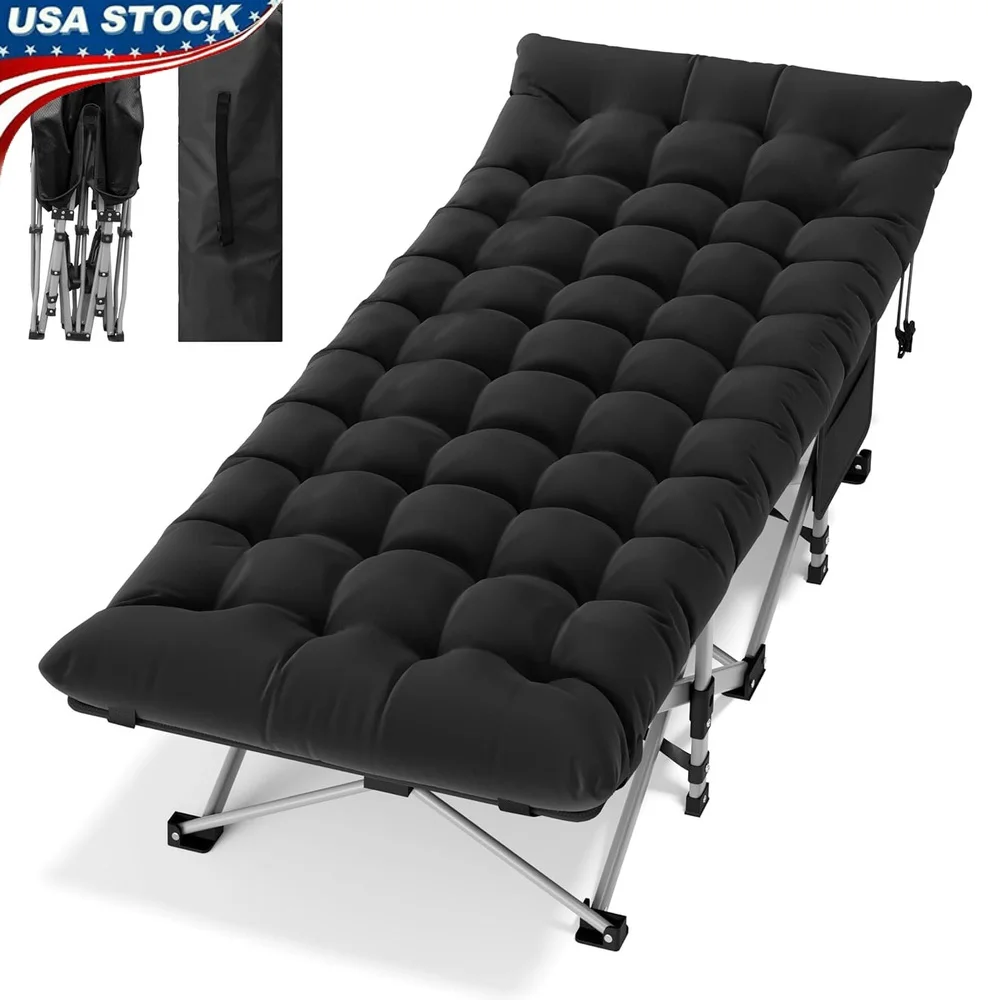 

Oversized Portable Folding Camping Cot Bed with Detachable Mattress Carry Bag Heavy Duty Durable Outdoor Sleep Support