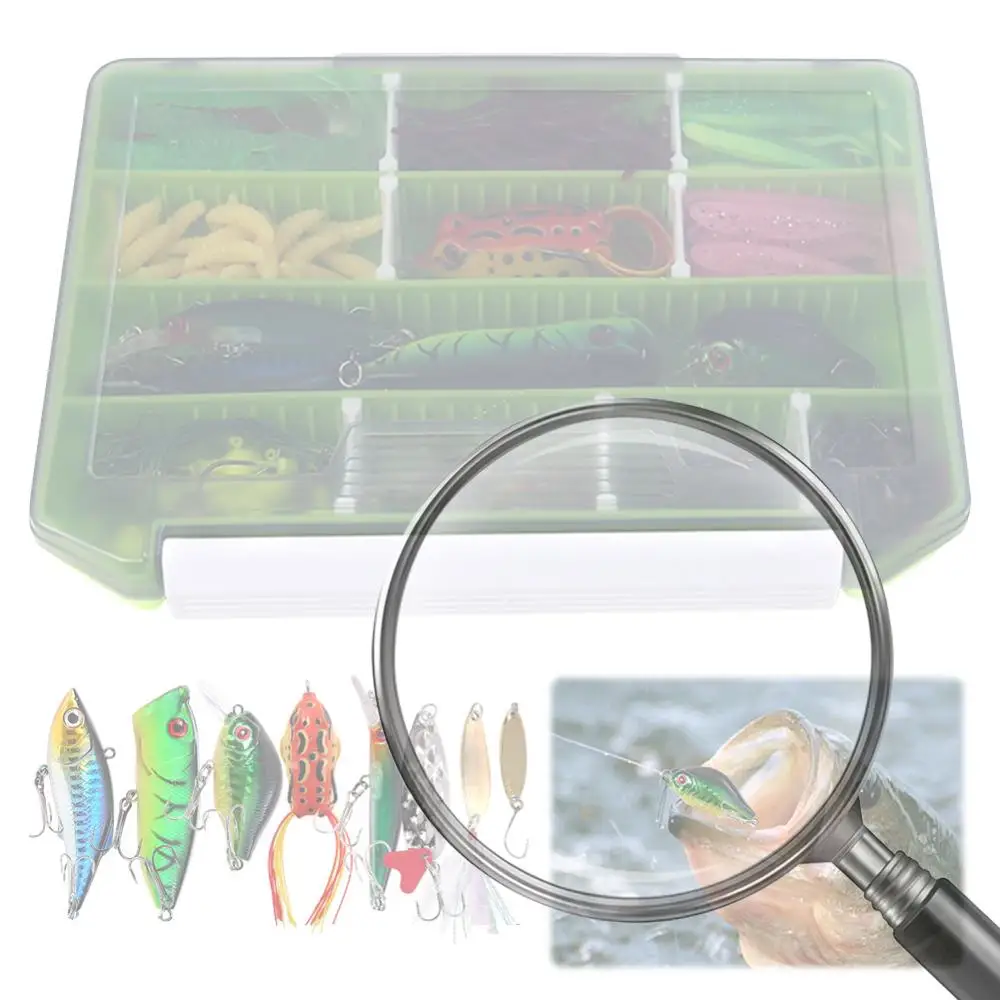 

240PCS Fishing Lure Accessories Set with Worm Grub Lure Jointed Crankbait Metal Jig Spoon Tackle with Fishing Swivels Jig Hooks