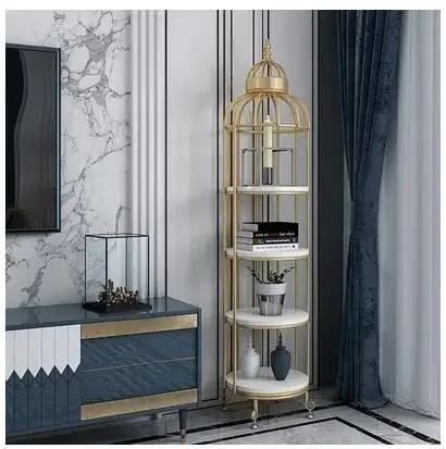 Nordic birdcage flower frame Living room simple modern multi-storey shelving metal clapboard display design storage frame