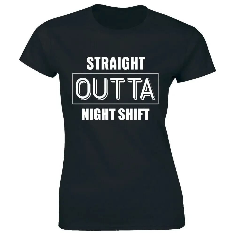 Straight Outta Night Shift T-Shirt for Women Medical Student Nursing Nurse Tee