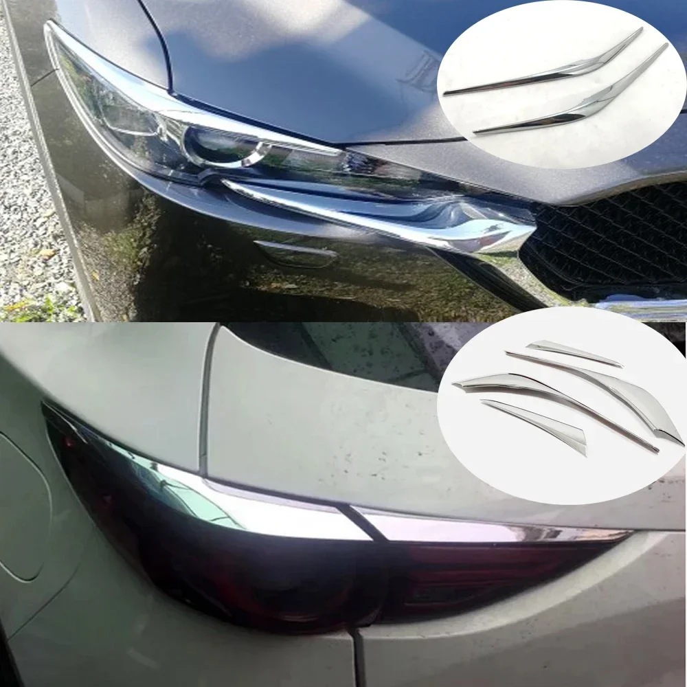 

For Mazda Cx-5 Cx5 2017-2019 2020 2021 ABS Chrome Car Headlight Eyebrow Cover Trim Rear Lamp Eyelid Exterior Accessories
