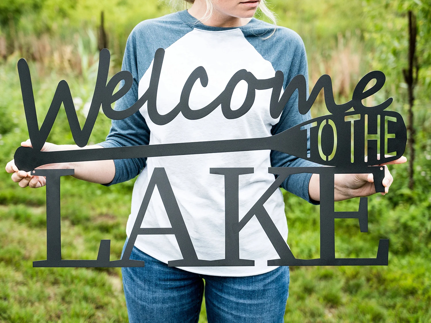Custom Welcome to the Lake Sign Lake House Decor Wall Art Paddle Welcome Sign Canoe Paddle Art Pond Coastal Metal Beach Decor