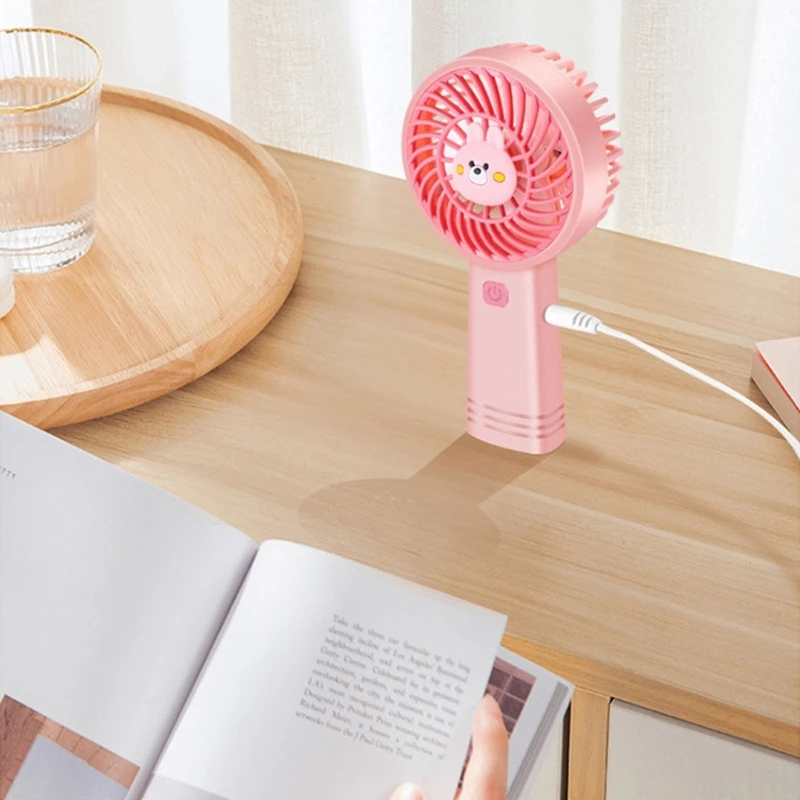 Handheld Small Pocket Fan Ultra-Quiet Portable Student Fan USB Rechargeable Mini Table Fan for Travel Office Outdoor