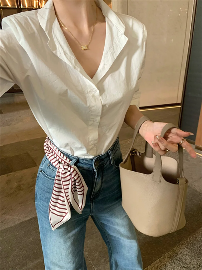 Alien Kitty Office Lady Solid Shirts Women Elegant New 2024 Flare Jeans Pants Autumn Chic Work Wear Vintage High Street Casual