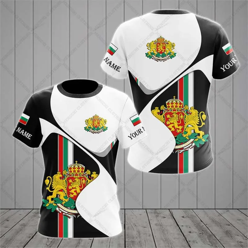 Custom Name Summer Casual Bulgaria Shield Graphic T-shirts Oversized Men's Fashion Streetwear Daily Jersey Short Sleeve Pullover
