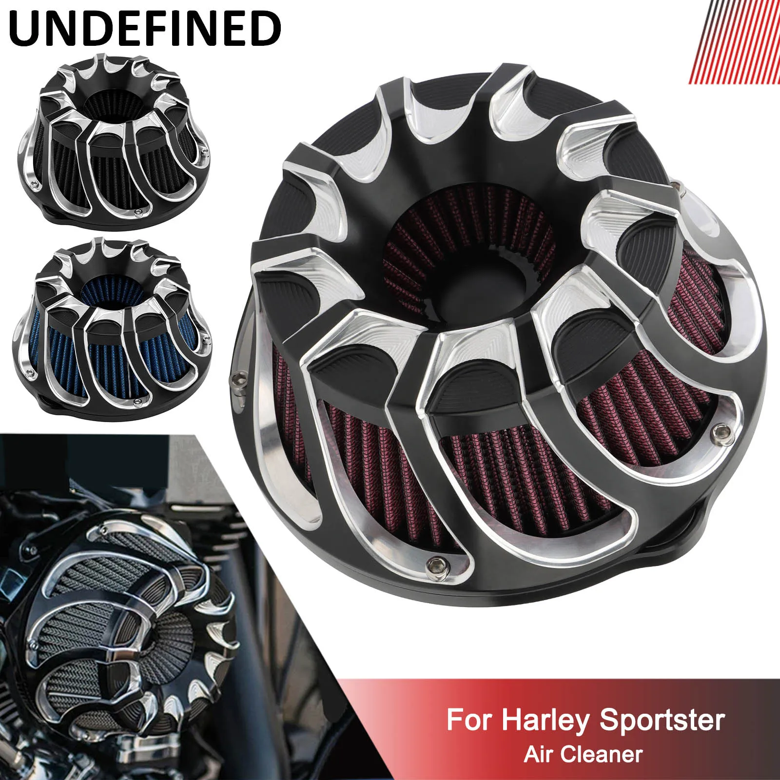 Motorcycle Air Cleaner for Harley Sportster XL883 XL1200 Iron883 Nightster 72 48 XR 1991-2022 Intake Air Filters Kit