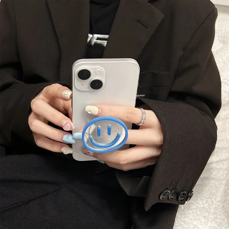 Fashion Portable Smile Mirror Phone Holder Grip Tok Universal Smart Tok For iPhone Samsung Foldable Stand Socket Lazy Bracket