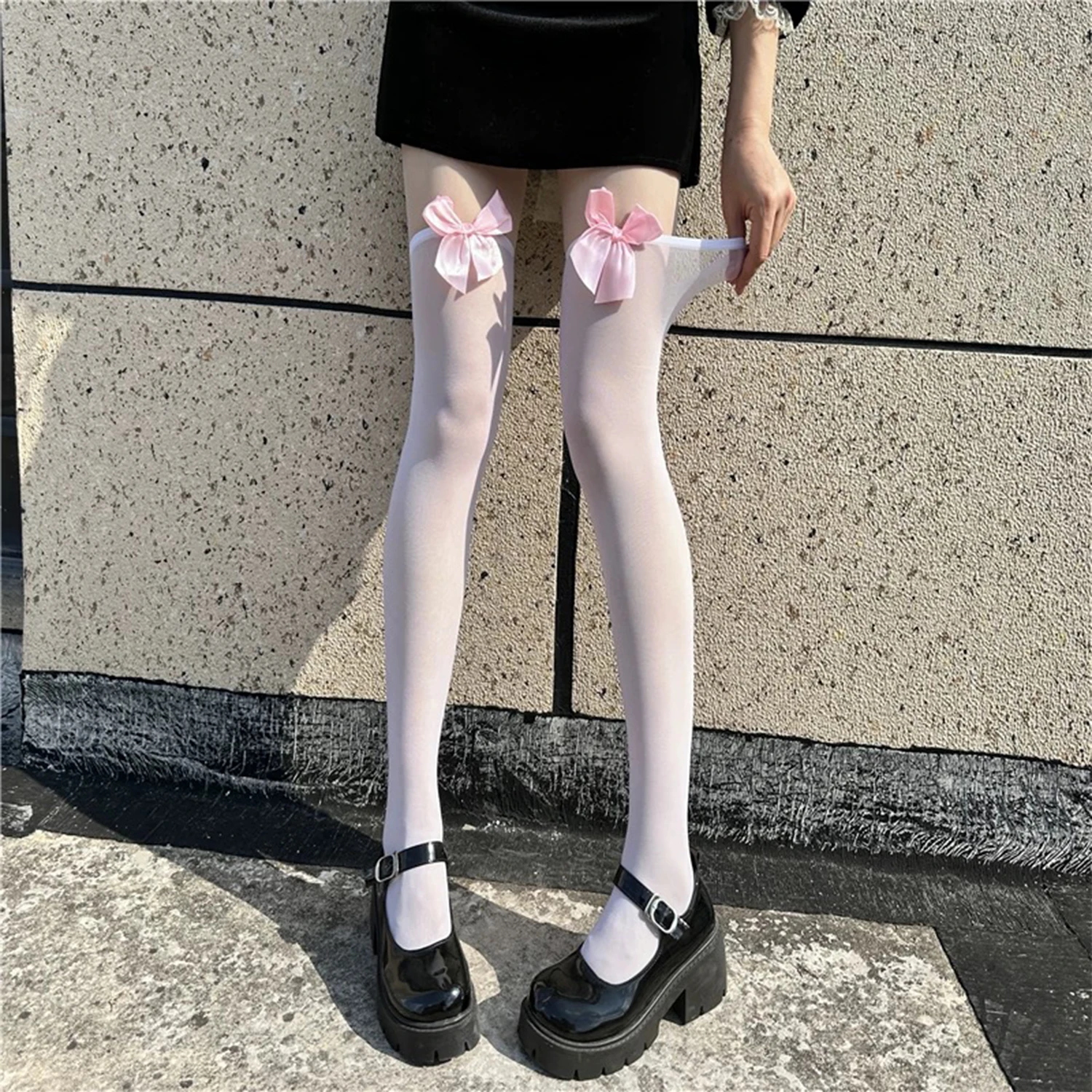 Frauen Kawaii Nette Über Knie Hohe Lange Socken Lolita Mädchen Bowknot Oberschenkel Hohe Strümpfe JK Japanischen Stil Cosplay Spitze Strumpf – Detail 11