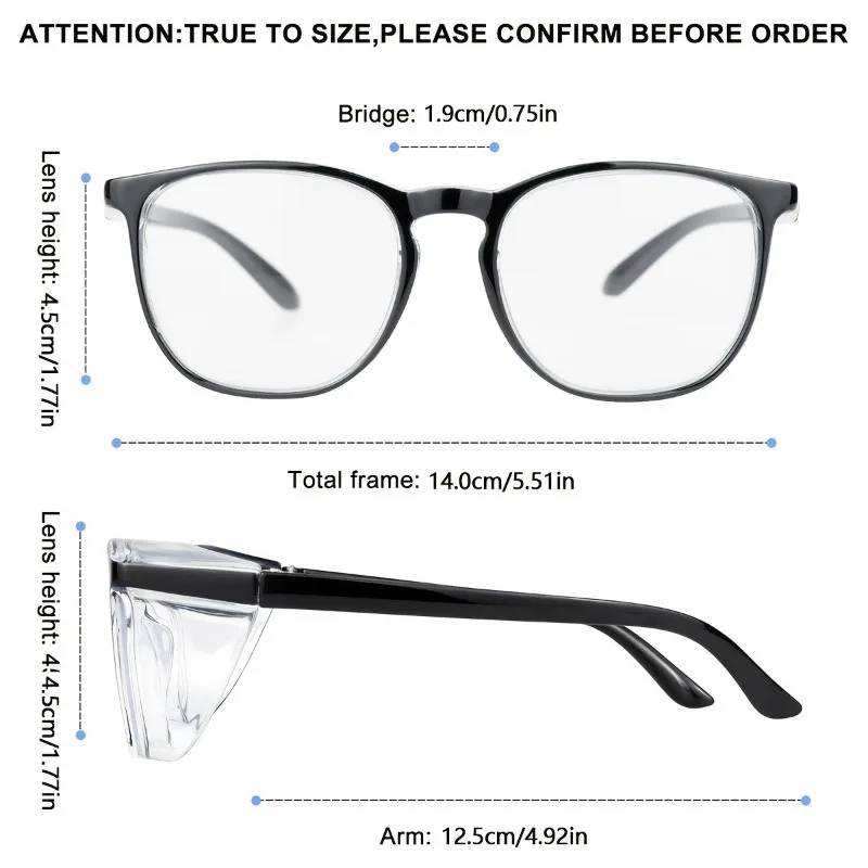 2 Stück Anti-Pollen-Schutzbrille, quadratisch, Anti-Beschlag, blaues Licht blockierende Brille mit Seitenschutz für Schule, Alltag und perfektes Geschenk – Detail 7