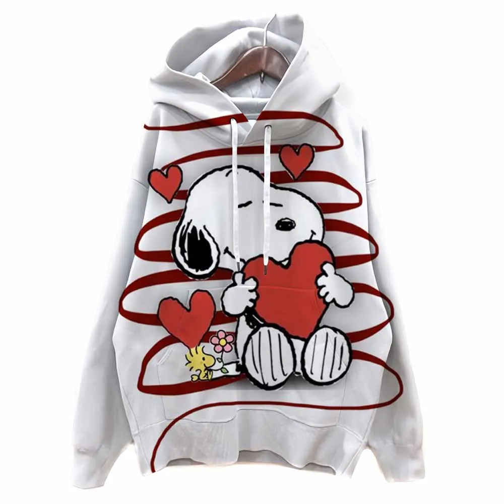 Felpe con cappuccio a maniche lunghe da donna Felpa girocollo con stampa Snoopy Felpa unisex autunno inverno Y2k Pullover Abiti gotici anni '90