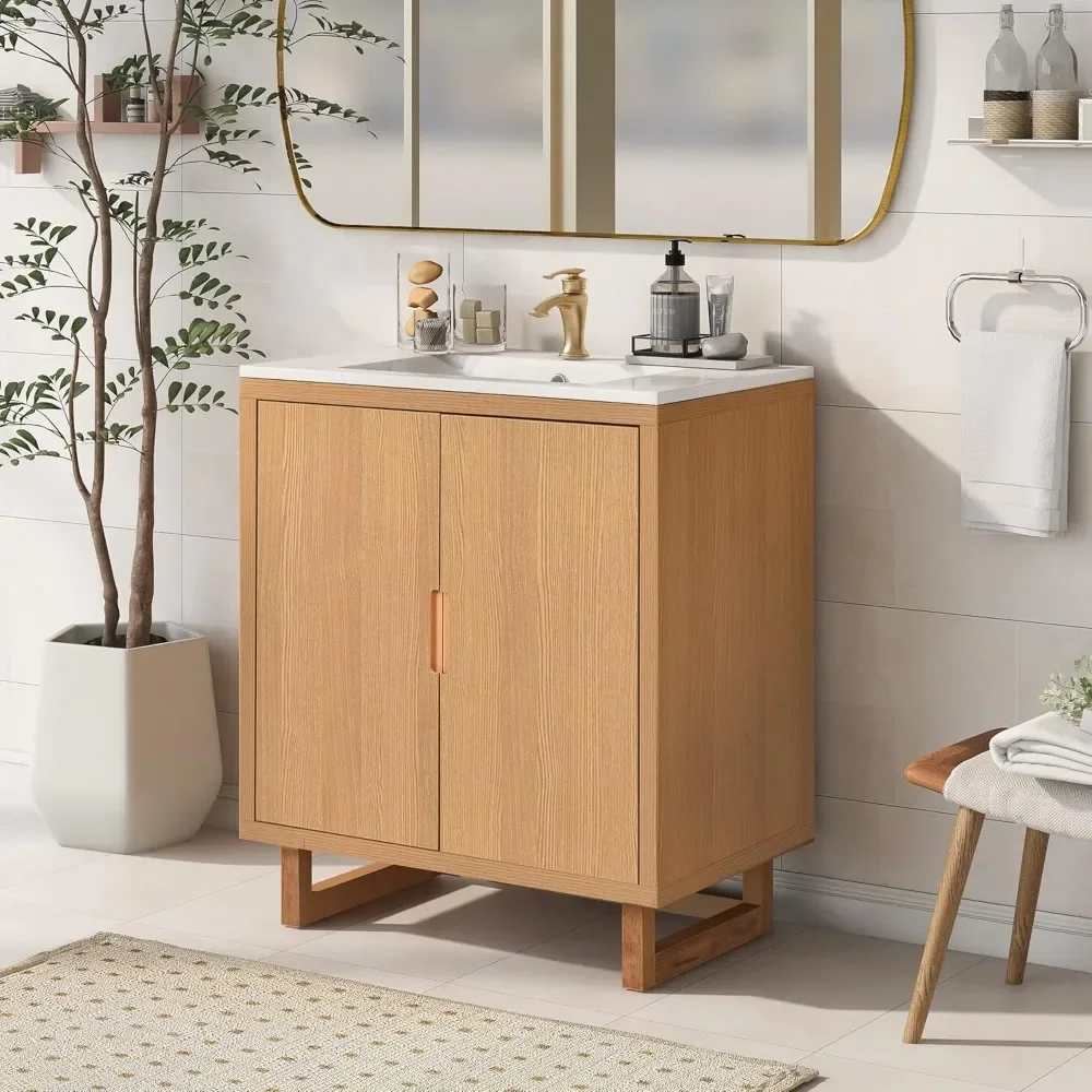 

Bathroom vanity Set with Sink, Combo Cabinet, Bathroom Storage Cabinet, Solid Wood Frame