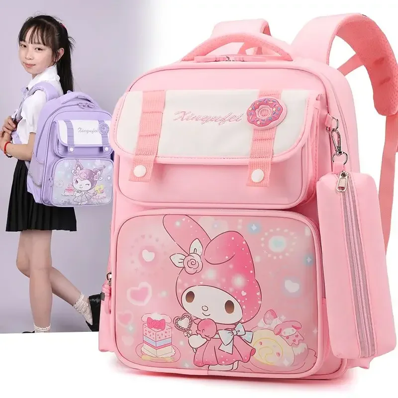 

Kuromi Cinnamoroll Anime Sanrio Ins Student Schoolbag Female Cute My Melody Kawaii Load Protection Shoulder Backpack Gifts