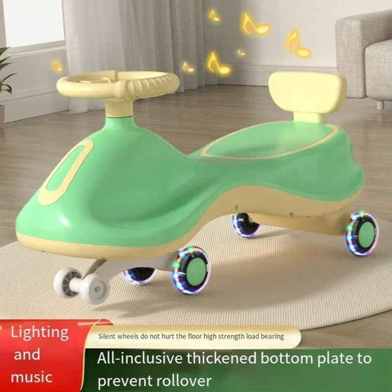 Children's Twister Car Balance Car Baby Walker 1-10 Years Old Baby Rocking Car Yo-yo Car Anti-rollover Silent Wheel Music Light