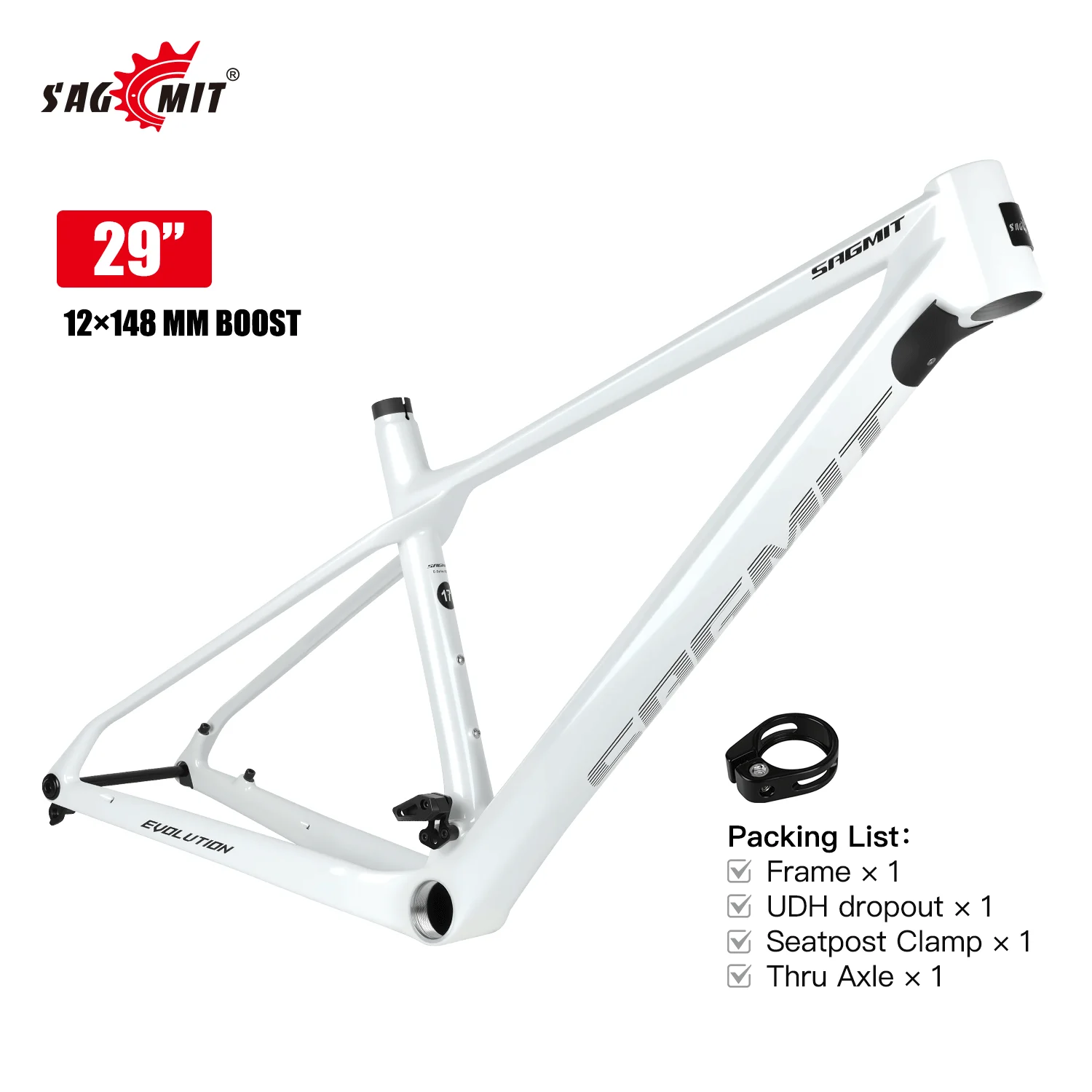 Cadre de vélo de montagne en carbone SAGMIT T700 29er, passage des câbles entièrement interne, Boost