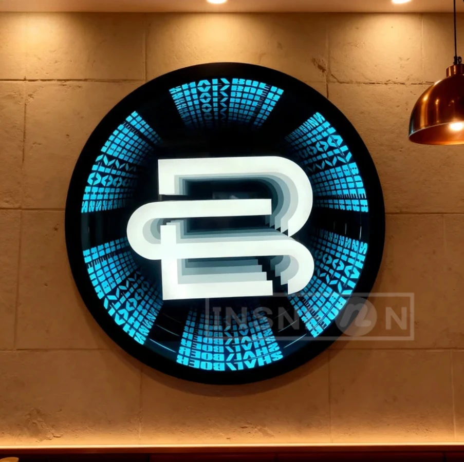 Custom3D Infinity Mirror Light Box Acrylic Home Sign Sign Neon Box Logo Signage Outdoor Bright Metal Advertising Personal Design