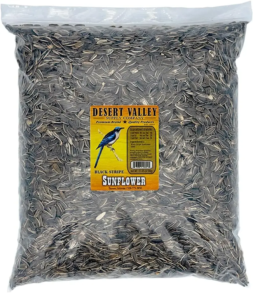 

Семена подсолнечника Desert Valley Striped, полностью натуральные, без ГМО, премиум-качество, корм для диких птиц и животных, для кардиналов, синиц, крупноклювых птиц, сороконожек.