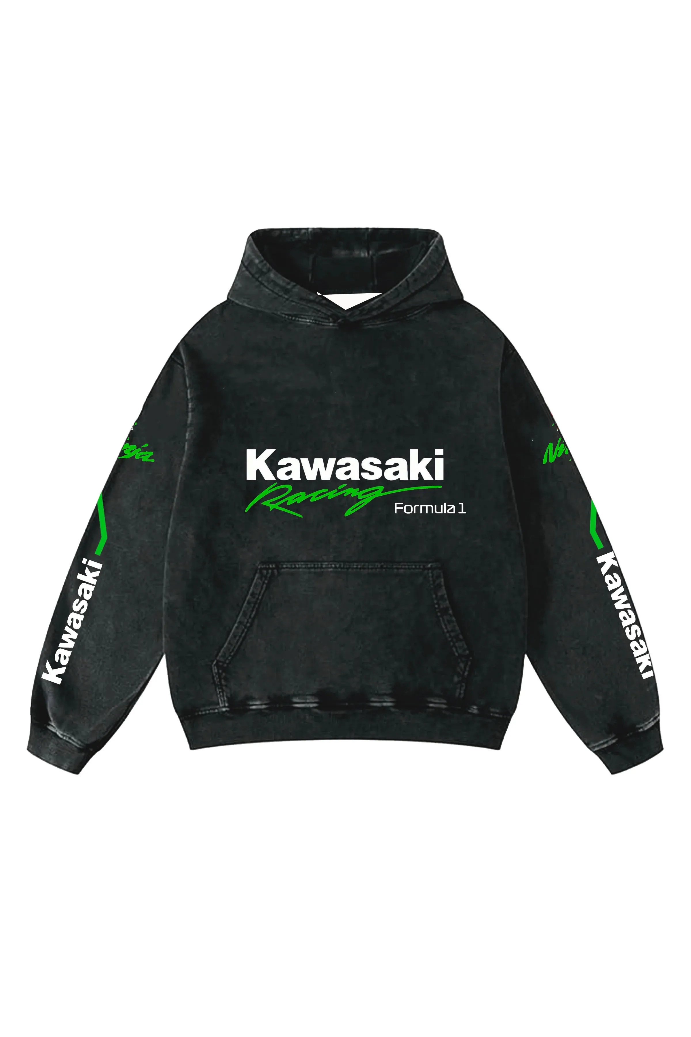 

Велосипедный костюм Kawasaki, мужская и женская супер большая толстовка с капюшоном, осенне-зимний модный топ в стиле ретро с принтом
