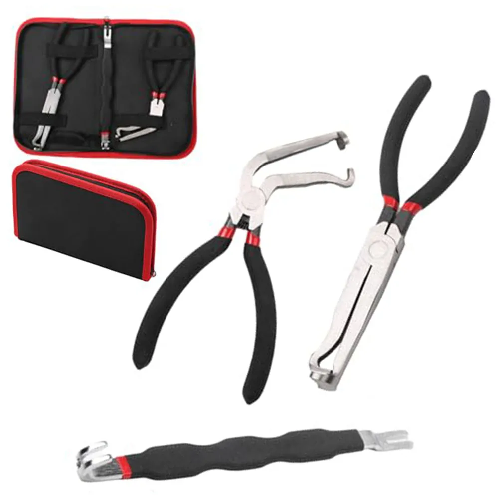

Automotive Tool Set BLACK RED Electrical Disconnect Pliers 3-Piece Tool Set Carbon Steel Material Automotive Maintenance