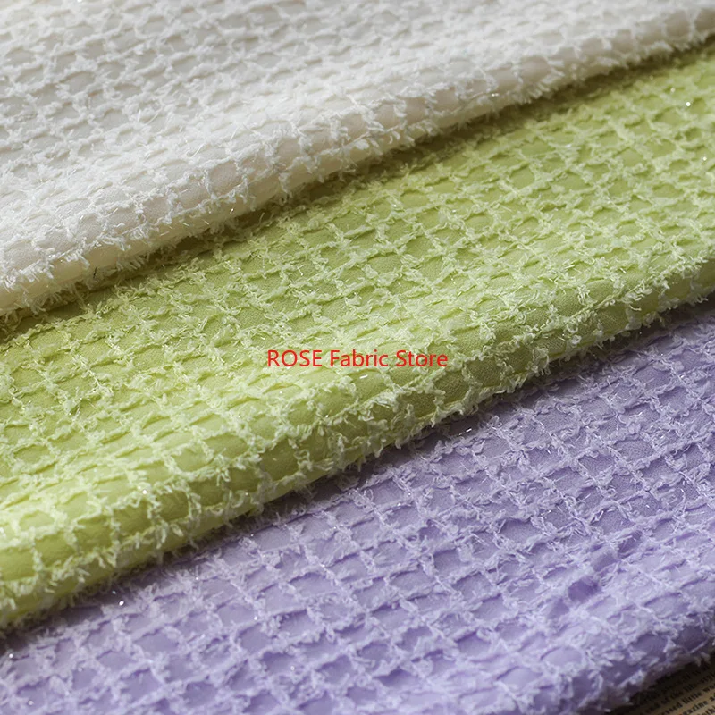 

Plaid pattern tassel Crochet Chiffon fabric Grid embroidery fabric for Wedding Dress, Prom Dress, Bridal Top, Home Decor