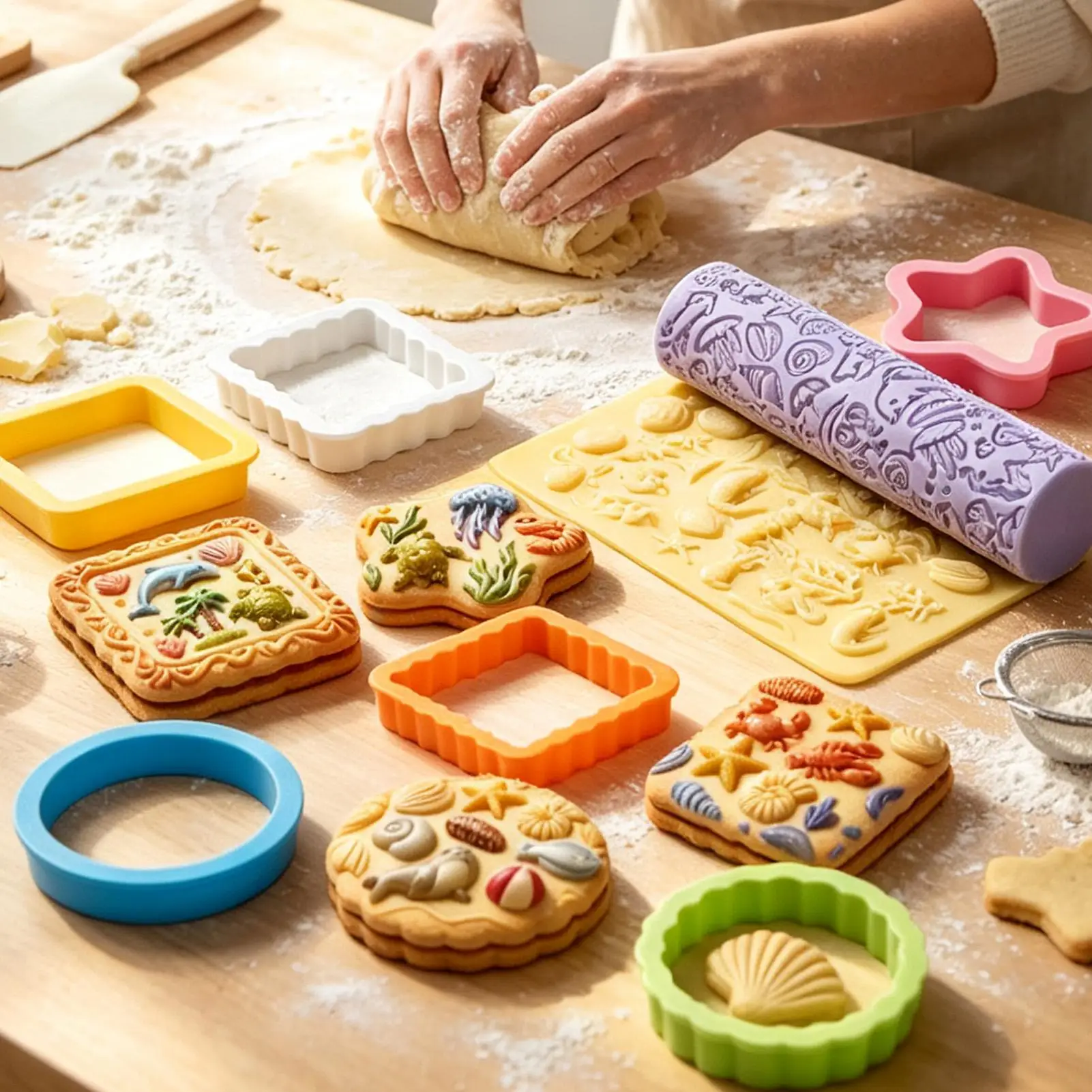 Cookie Cutters For Kids Sea Creatures Fondant Stamps Tool Sea Animal Cookie Cutters For Kitchen School Dorm Restaurant Party
