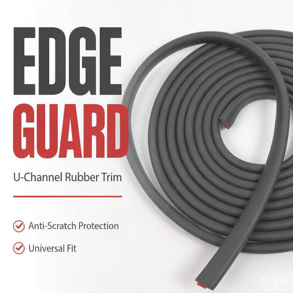 10 ft Black U-Shape Rubber Edge Trim Door Edge Guard 1.5 mm Thickness 3.05 m Length