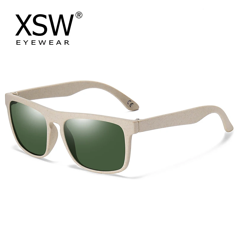 

XSW brand design wooden retro square oval degradable sunglasses for men and women Glasses wheat straw sunglasses UV400 7021-2