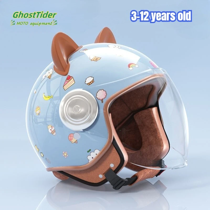 

Children Cartoon Cute Four Seasons Motorcycle Helmets Open Face Electric Car Bike Child Helmet for Kids Boy Girl 3-12 old year
