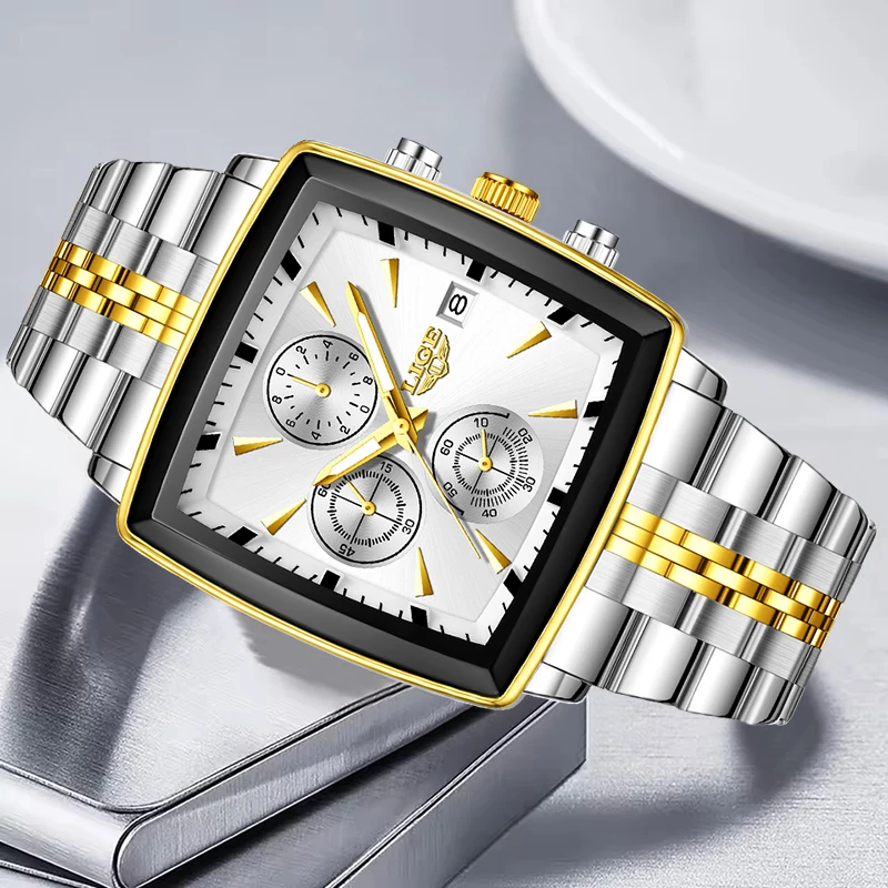 LIGE أزياء رجالي ساعات العلامة التجارية الفاخرة مضيئة للماء كرونوغراف تاريخ رجل ساعة اليد الرياضة في الهواء الطلق ساعة كوارتز الرجال